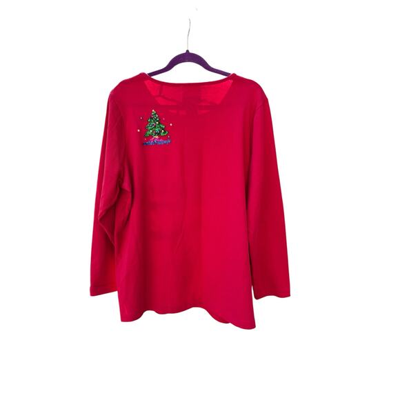Vintage 1990s Quacker Factory Red Sequin Beaded Christmas Top 1X Holidays - Picture 9 of 12